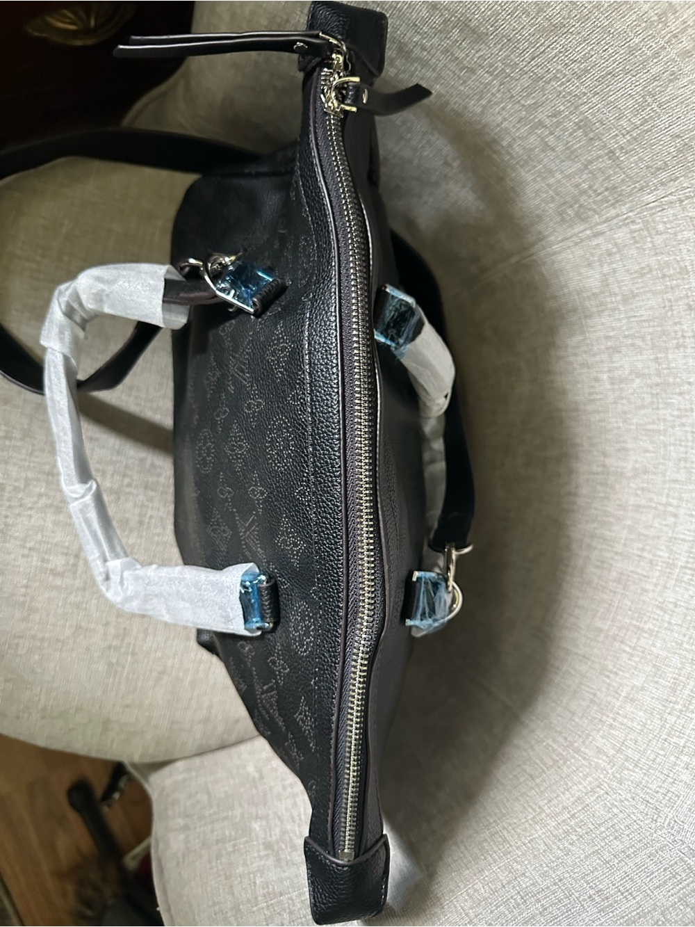 Black Monogram Leather Tote Bag - Picture 2 of 10